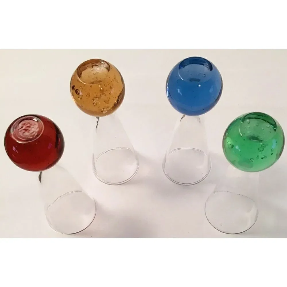 Vintage Hand Blown Cordial Bubble Ball Shot Bar Glasses Set of 4 - Picture 12 of 12